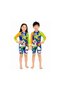 Kids Knee-Length One-Piece Swimsuit with Matching Swim Cap, Long Sleeve Cartoon Print Swimwear with Front Zipper for Boys & Girls, Swimming, Beach, Pool & Water Activities - 3