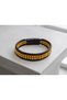 Aurex Gilded Leather Bracelet – Gold Tone Beaded Braided Men's Accessory - 3