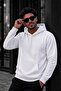 Bery Men's Two Thread Ribbed Hooded Basic Sweatshirt |   Kangaroo Pocket Solid Color Casual Hoodie - 3