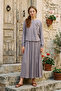 Crystal Embellished Skirted Modal Suit 918 Gray - 3