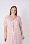 Women's Plus Size Patterned V-Neck Short Sleeve Viscose Nightgown 12180 - 6