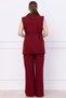 Belted Vest Suit Claret Red Hm2749 - 5