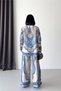 Women's Blue Imported Fabric Patterned Shirt and Trousers Double Design Set Nbms26107 - 5