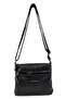 Viatox Vs 004 Adjustable Wide Strap Multi-Compartment Washed Leather Women's Cross Shoulder Bag Black