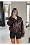 Biker Double Closure Oversize Leather Jacket - 3