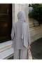 Crocodile Knot Combed Cotton Shawl - Dark Gray - 2