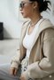 Women's Beige Zippered Hooded Cardigan Jacket - 7