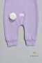 Rabbit Ears Newborn Romper Set 100% Cotton Adjustable Pompom Baby Girl Romper Hat Set Lilac - 7