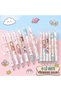 6-Piece Kawaii Cat Teddy Rabbit Happy Day Girl Patterned Ballpoint Pen Set Push-Press Cute Pen School Stationery Office Business Gel Ballpoint Pen