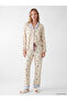 Ozmarka New Season Ecru Shirt Collar Printed Women's Pajama Set - 2