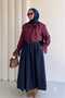 Lace-Up Detailed Crew Neck Shirt with Lace Detail and Flared Sleeves - 2