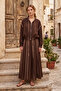 Skirt and Jacket Nile Set with Piping Detail 9105 Brown - 4