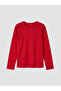 Red Crew Neck Basic Girl's T-Shirt