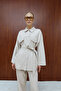 Gabardine Belted Suit 12-8843 - 7