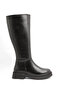 Women's Black Thick Sole Zippered Below the Knee Boots - 4