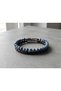 Bluehaven Blue Natural Stone Beaded Double Row Braided Leather Men's Bracelet - 3