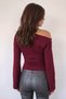 Women's Draped Boat Neck Spanish Sleeve Blouse - Lycra Stretch Single Jersey Fabric - 3