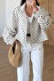 Polka Dot Stand-Up Collar Jacket Per9788 - 4