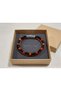 Demeris Black-Red Beaded Braided Leather Men's Bracelet with Magnetic Clasp - 2