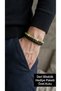 Verdelux Stone Series Green Natural Stone Detailed Braided Genuine Leather Men's Bracelet