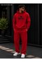 Men's California West Coast Bear Printed Tracksuit Set / Hooded Kangaroo Pocket Sweatshirt and Straight-Leg Bottoms