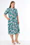 Women's Plus Size Patterned Pocketed Back Tie Buttoned Short Sleeve Dress - 3