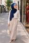 Crocodile Knot Combed Cotton Shawl - Navy Blue - 3