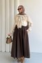 Lace-Up Detailed Crew Neck Shirt with Lace Detail and Flared Sleeves