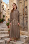 Skirt and Jacket Nile Set with Piping Detail 9105 Khaki - 4