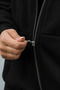 Women's Black Hooded Zippered Oversize Sweatshirt 80% Cotton Basic Hoodie with Pockets - 3