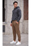 Men's Brown 3 Thread Jogger Sweatpants with Elastic Cuffs - 8