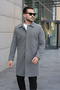 Men's Dark Gray Wide Fit Long Shirt Collar Coat & Cashmere Coat - 3