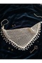 Hand Knitted Small Sequined Cream Mesh Bandana, Hair Accessory, Knitted Flavor/Flor Shawl - 6