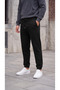 Men's Black 3 Thread Jogger Sweatpants with Elastic Cuffs - 4
