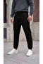 Men's Black 3 Thread Jogger Sweatpants with Elastic Cuffs - 7