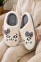 Women's Soft Plush House Slippers with Bow and Cute Cat Figure