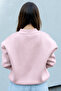 Women's Pink V-Neck Oversize Sweatshirt (80% Cotton) - 5