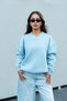 Women's Blue V-Neck Oversize Sweatshirt (80% Cotton)
