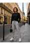 Zero Collar Sweat Suit 2-Piece Combination Winter Patterned Striped Paris Printed Women's / Men's Unisex Model