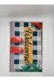 Welcome Written Red Boots Plaid Door Mat 40X60 cm - Washable Non-Slip Base Mat - 2