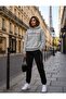 Hooded Tracksuit 2-Piece Combination Winter Patterned Striped Paris Printed Women's / Men's Unisex Model