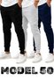 Set of 3/3 Pieces Unisex Ribbed Regular Black Gray Navy Blue Color Sports Sweatpants