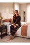 New Season Women's Velvet Crew Neck Plush Detailed Special Design Long Sleeve Pajama Set - 8