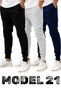 Set of 3/3 Pieces Unisex Ribbed Regular Black Gray Navy Blue Color Sports Sweatpants