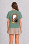Women's Retro City Subway Ladder Graphic Print - Back Print - Green - 2