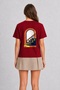 Women's Retro City Subway Ladder Graphic Print - Back Print - Red - 2