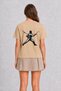 Women's Fencer Tattoo Style Graphic - Back Print - Cream - 2