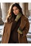 Women's Oil Green Leather Gloves with Chain Detail Eld35