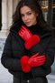 Women's Zigzag Detailed Red Leather Gloves Eld20 - 2