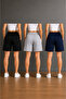 3 Pieces Women's Comfortable Cut Shorts (Black-Grey-Navy Blue) - 4
